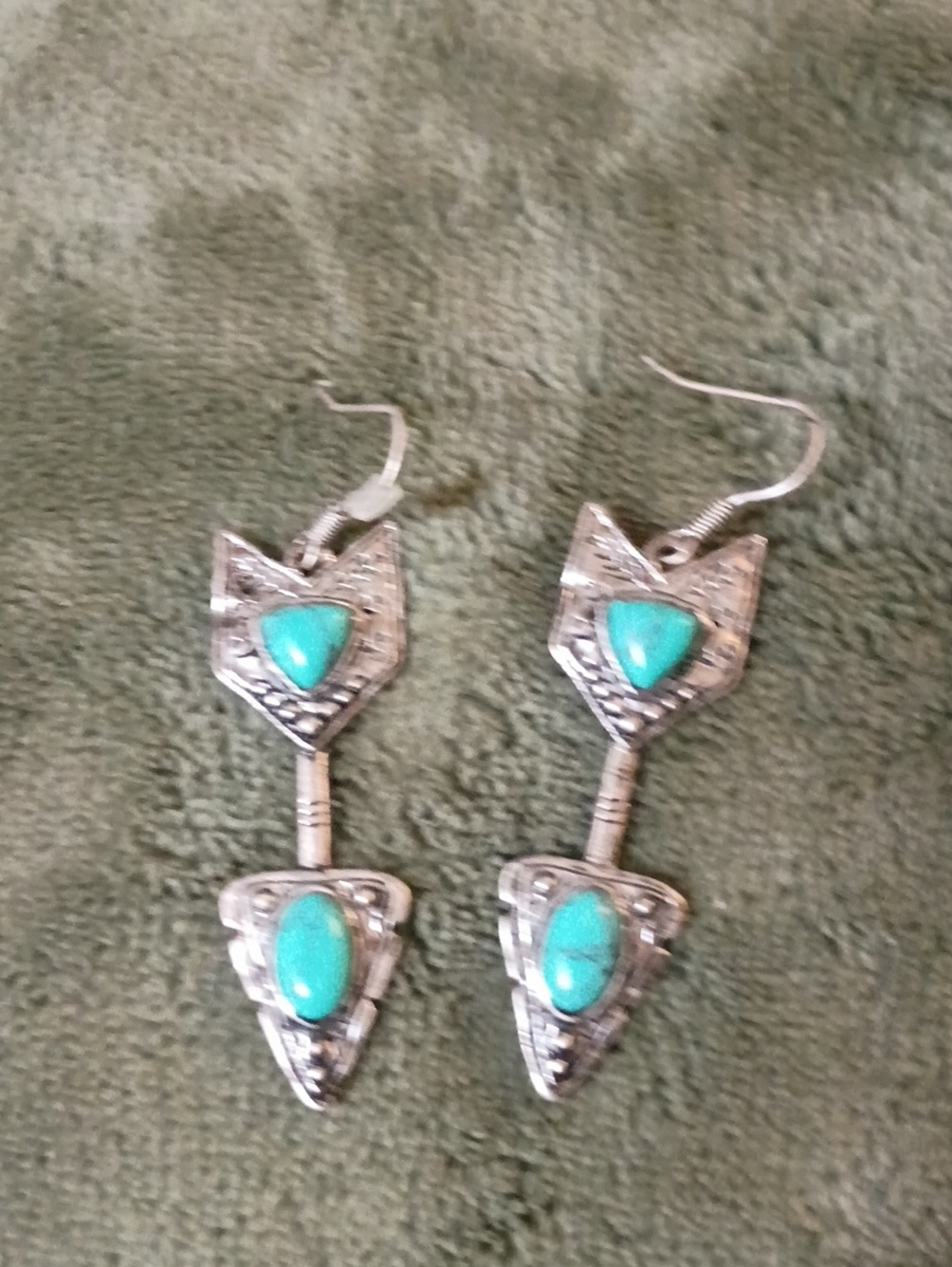Source Unknown Silver-Tone Earrings with Turquoise Accents